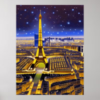 Fantasy Aerial View von Paris Unterhalb der Sterne