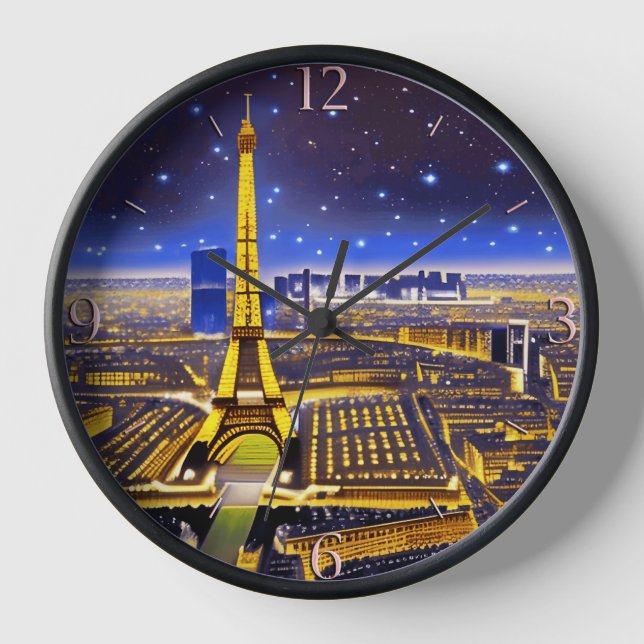 Fantasy Aerial View von Paris Unterhalb der Sterne Uhr (Vorderseite)