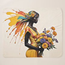 Fantasy African Girl gelb blauen beigefarbenen hel