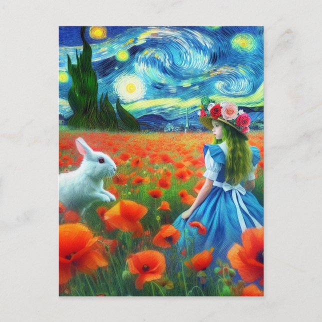 Fantasy Alice und Rabbit Enter Oz Van Gogh Postkarte (Vorderseite)