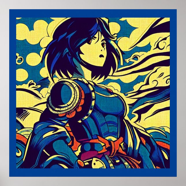 Fantasy Anime Hero 3 - Japanischer Holzschnitt Poster (Vorne)