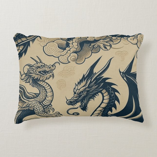 Fantasy Antike Drachen Dekokissen (Vorderseite)