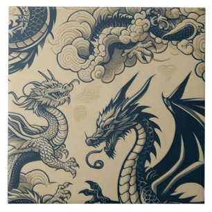 Fantasy Antike Drachen Fliese