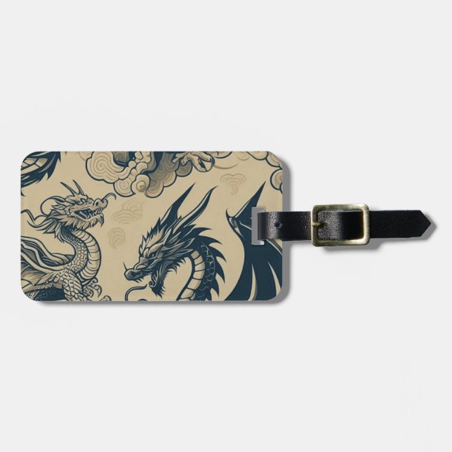 Fantasy Antike Drachen Gepäckanhänger (Vorderseite horizontal)