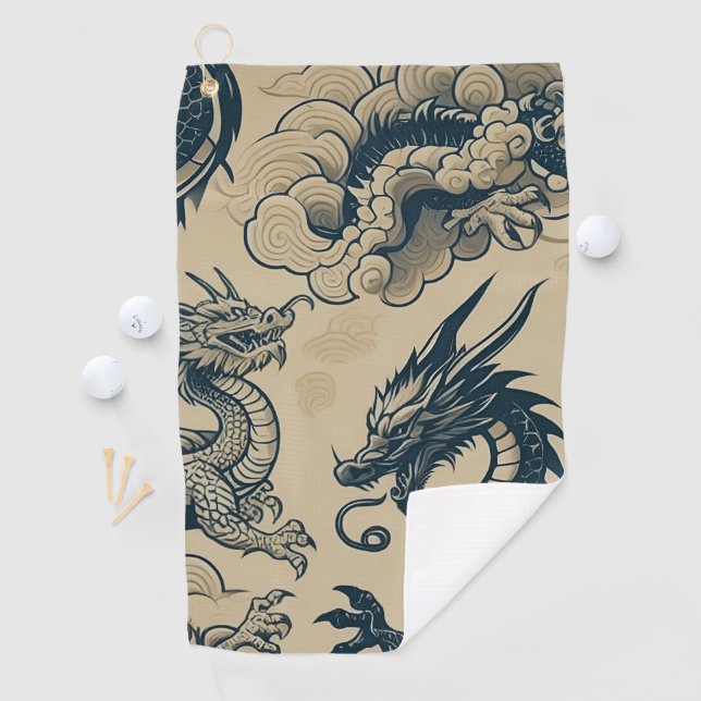 Fantasy Antike Drachen Golfhandtuch (Insitu)