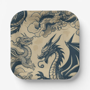 Fantasy Antike Drachen Pappteller