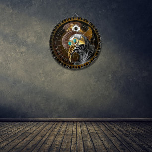 Fantasy Antique Steampunk-Pestdoktor-Zahnräder Dartscheibe