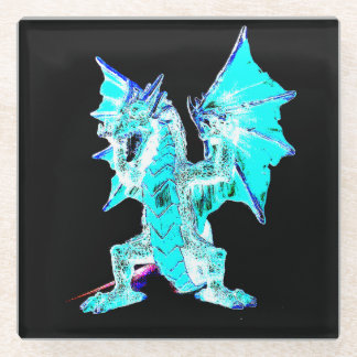 Fantasy Aqua Blue Dragon Glasuntersetzer