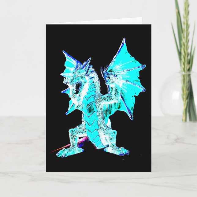 Fantasy Aqua Blue Dragon Gruß Karte (Vorderseite)