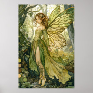 Fantasy Art des verzauberten smaragdgrünen Waldes  Poster
