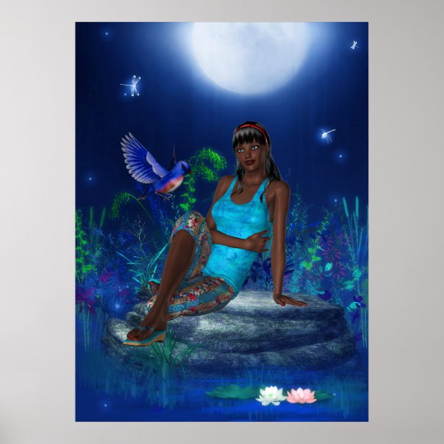 Fantasy Art Poster Moonlight Bird Girl (Vorne)