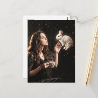 Fantasy Art Surreal Tea Time With White Rabbit  Postkarte