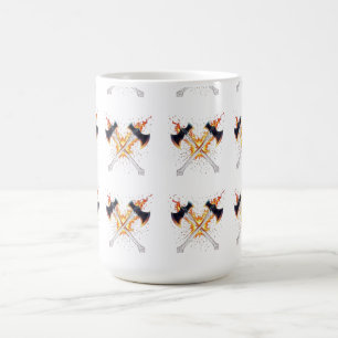 Fantasy-Äxte mit feuriger Energie gekreuzt – Kraft Kaffeetasse