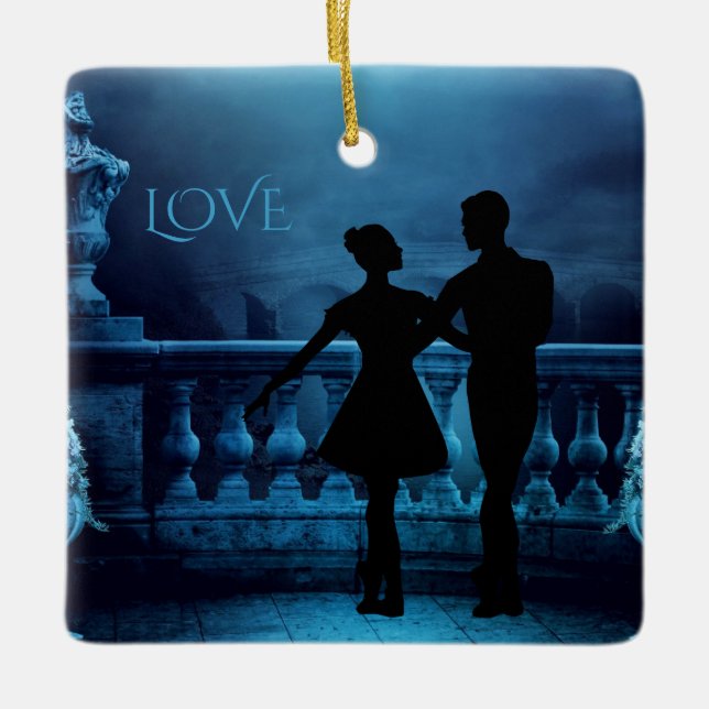 Fantasy Ballerina Dance Couple Keramikornament (Vorderseite)