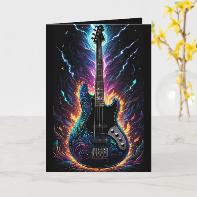 Fantasy Bassed Electric Bass Gitarre Blank Karte (Gelbe Blume)