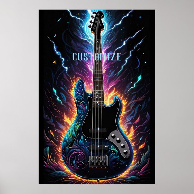 Fantasy Bassed Electric Bass Gitarre Poster (Vorne)