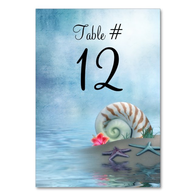 Fantasy Beach Custom Wedding Tischnummer Card (Vorderseite)