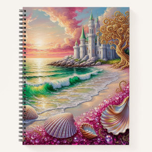Fantasy Beach mit Muscheln, Burg Notizbuch