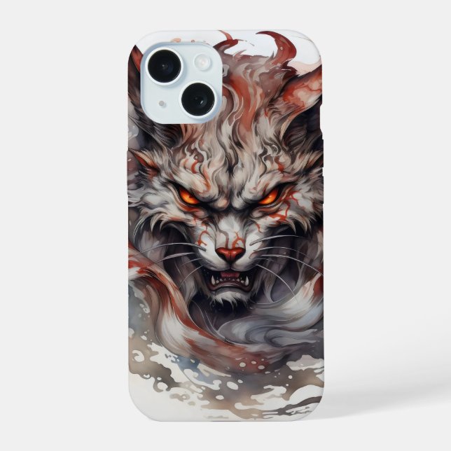 Fantasy Beast Cat iPhone 15 Hülle (Rückseite)