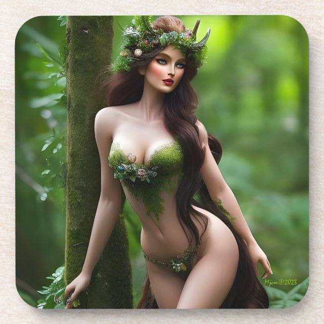 Fantasy Beautiful Forest Fairy Getränkeuntersetzer (Vorderseite)