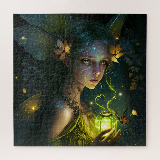 Fantasy Beautiful Green Forest Fairy (Horizontal)