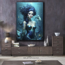 Fantasy Beautiful Meerjungfrau Princess Blue Under