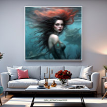 Fantasy Beautiful Red Hair Mermaid Prinzessin