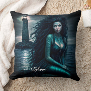 Fantasy Beautiful Siren Gothic Mermaid Leuchtturm Kissen