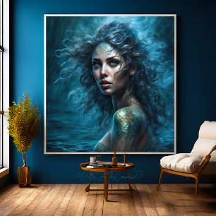 Fantasy Beautiful Siren Mermaid Princess Leinwanddruck