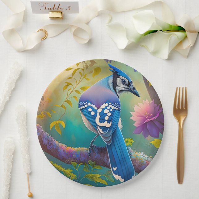 Fantasy Birds Blue Jay Pappteller (Hochzeit)