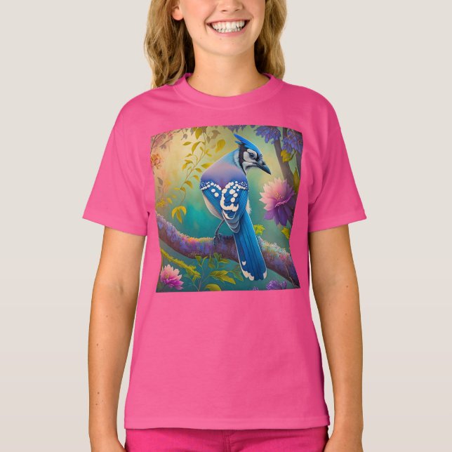 Fantasy Birds Blue Jay T-Shirt (Vorderseite)