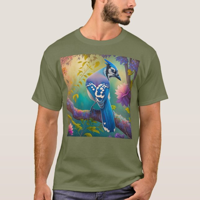 Fantasy Birds Blue Jay T-Shirt (Vorderseite)