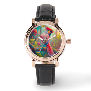 Fantasy Birds Männlicher Kardinal Armbanduhr