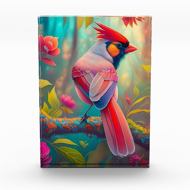 Fantasy Birds Männlicher Kardinal Fotoblock (Vorderseite)