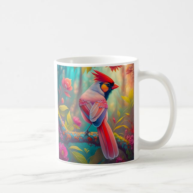 Fantasy Birds Männlicher Kardinal Kaffeetasse (Rechts)