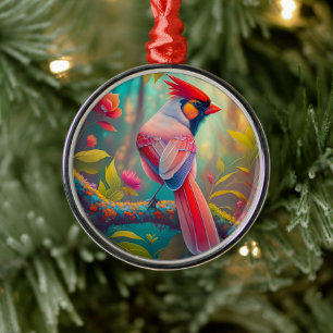 Fantasy Birds Männlicher Kardinal Ornament Aus Metall