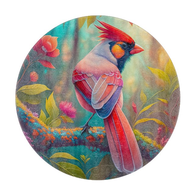 Fantasy Birds Männlicher Kardinal Schneidebrett (Vorderseite)