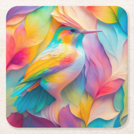 Fantasy Birds Silk Bird Rechteckiger Pappuntersetzer