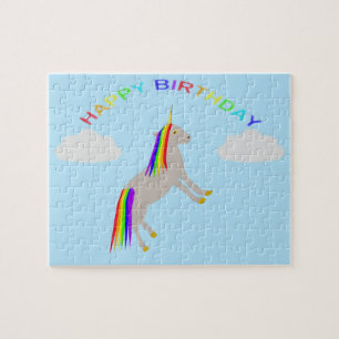 Fantasy Birthday Unicorn Regenbogen und Wolken