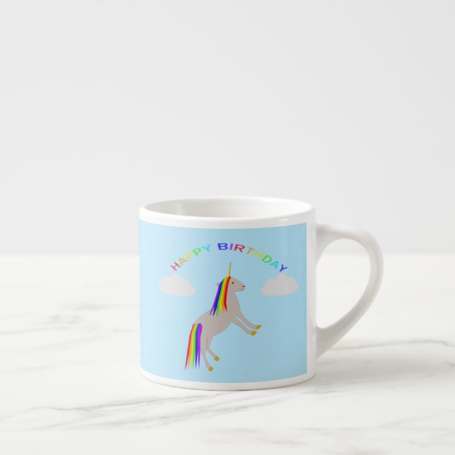 Fantasy Birthday Unicorn Regenbogen und Wolken Espressotasse (Rechts)