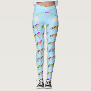 Fantasy Birthday Unicorn Regenbogen und Wolken Leggings
