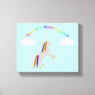 Fantasy Birthday Unicorn Regenbogen und Wolken Leinwanddruck