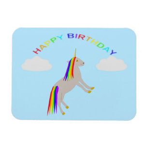 Fantasy Birthday Unicorn Regenbogen und Wolken Magnet
