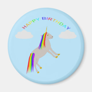 Fantasy Birthday Unicorn Regenbogen und Wolken Magnet