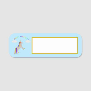 Fantasy Birthday Unicorn Regenbogen und Wolken Namensschild