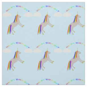 Fantasy Birthday Unicorn Regenbogen und Wolken Stoff