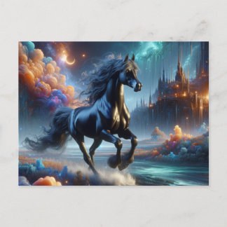 Fantasy Black Half Arabian Pferd Postkarte