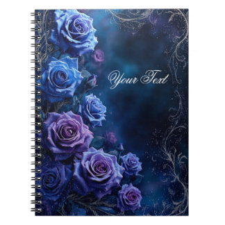 Fantasy Blau- und Purpur-Hochzeitsrosen Notizblock