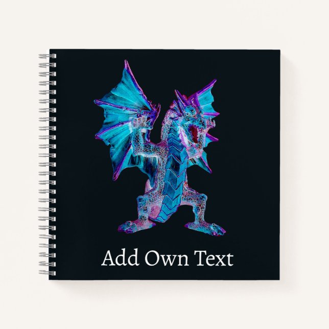 Fantasy Blue Fire Dragon Notizbuch (Vorderseite)