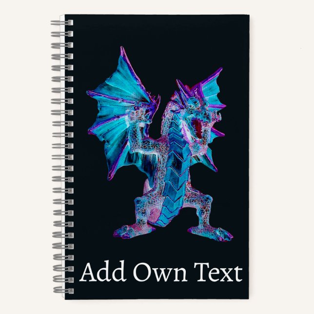 Fantasy Blue Fire Dragon Notizbuch (Vorderseite)